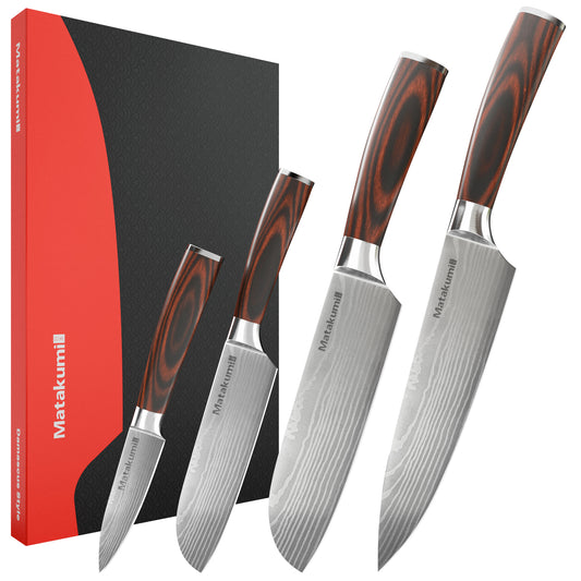 4-piece Knife Set Damascus Style