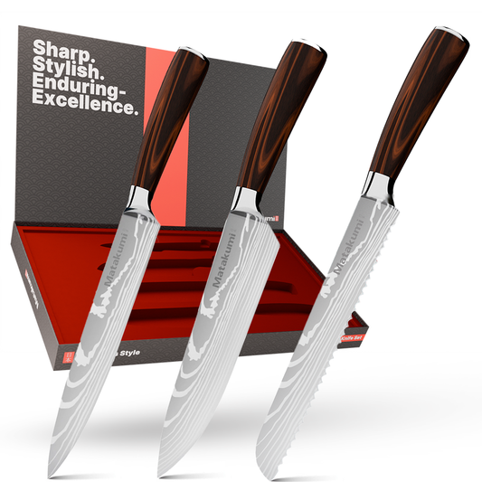 3-piece Knife Set Damascus Style