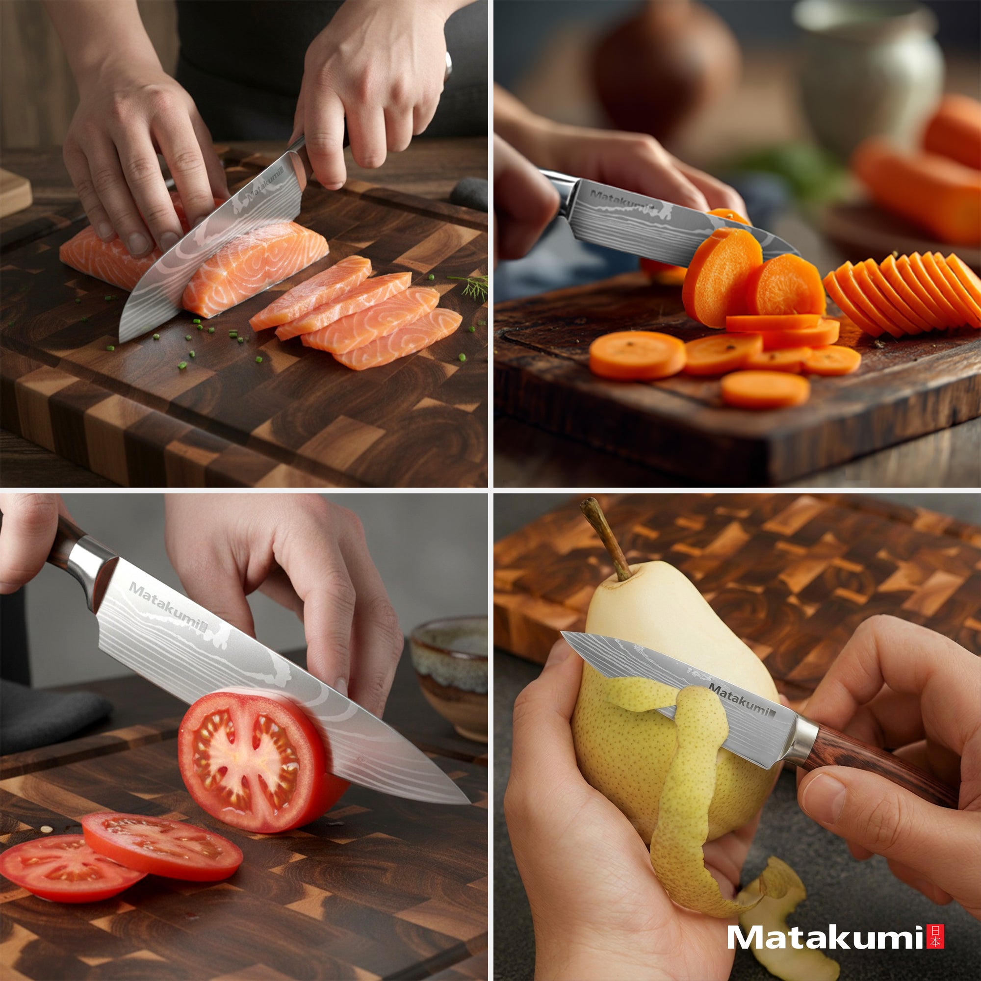 5-teiliges Messerset im Damast-Stil