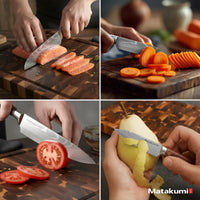 5-teiliges Messerset im Damast-Stil